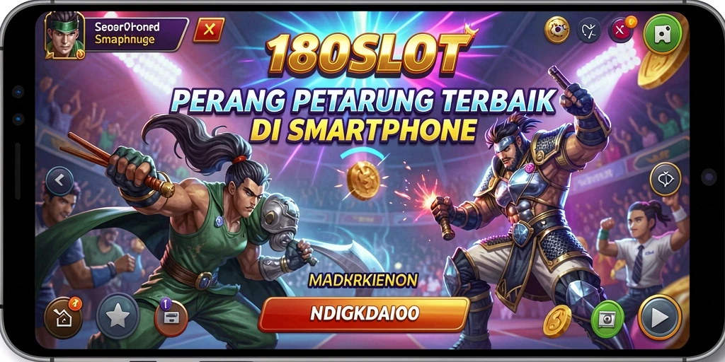 Screenshot 180SLOT menampilkan pertarungan heroik dalam arena yang intens.
