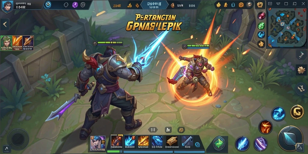 Screenshot menunjukkan aksi seru gameplay MOBA 234E.