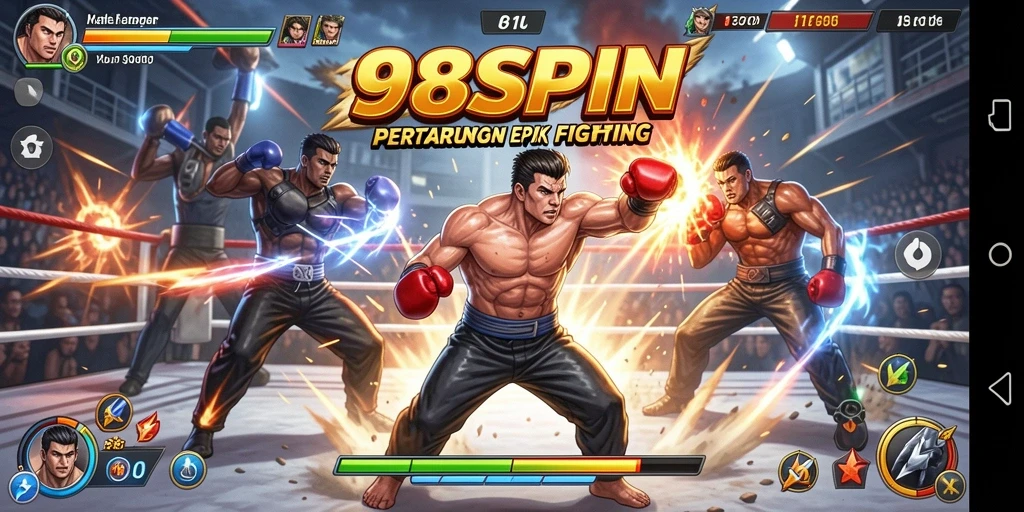 Tampilan aksi spektakuler dalam gameplay 98SPIN yang mendebarkan.