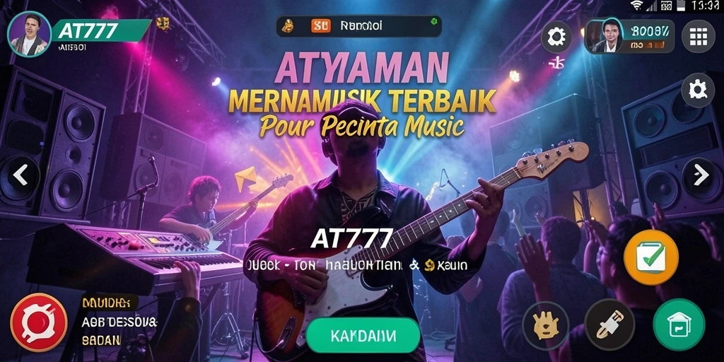 Tangkapan layar AT777 menampilkan gameplay seru dengan berbagai lagu menarik.