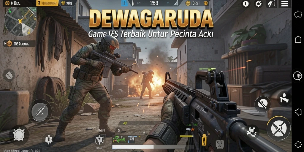Screenshot gameplay DEWAGARUDA dengan aksi seru di latar belakang.