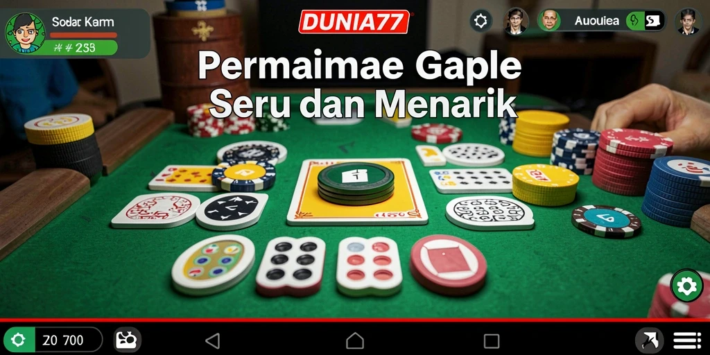 Tampilan gameplay DUNIA77 yang mengasyikkan dalam bermain Gaple.