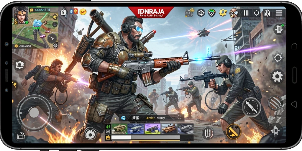 Tangkapan layar gameplay menarik dalam IDNRAJA yang menunjukkan aksi TPS yang mendebarkan.