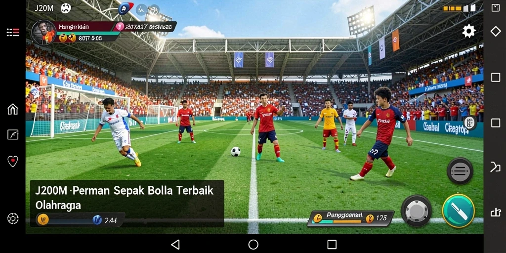Gameplay seru sepak bola di J200M dengan grafik menakjubkan.
