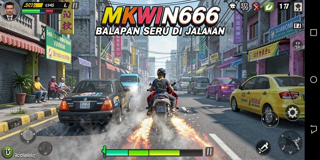 Screenshot gameplay MKWIN666 menampilkan aksi balapan yang mendebarkan.