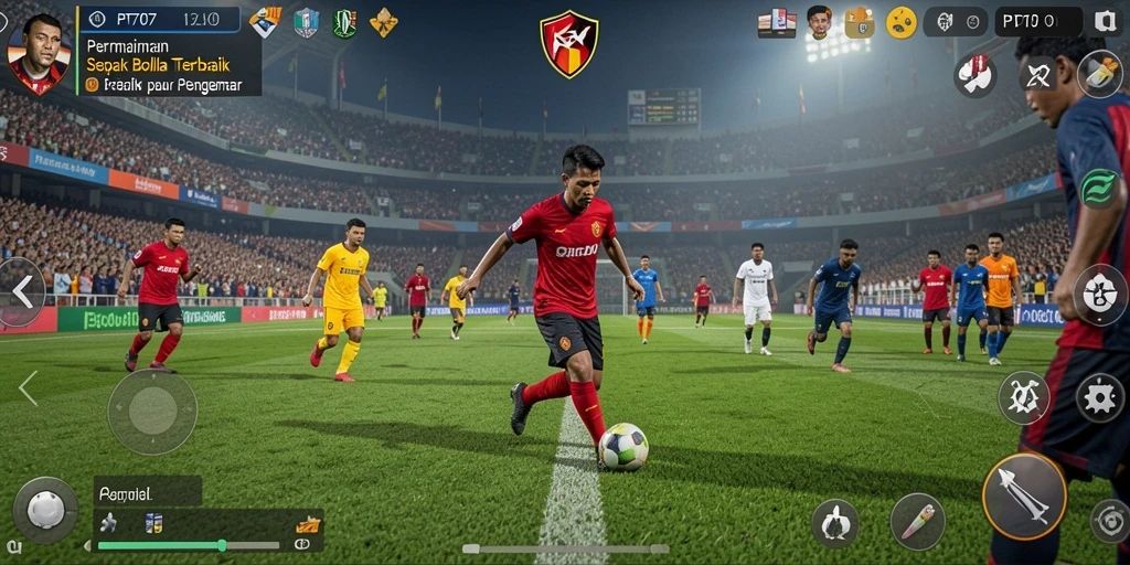 Gameplay seru di PT707 dengan atmosfer lapangan sepak bola.