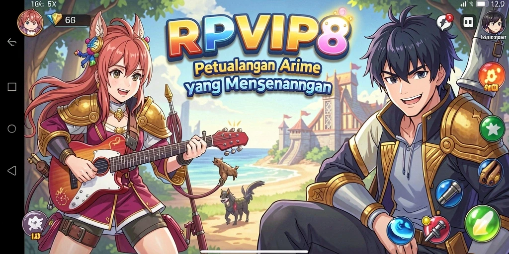 Tangkapan layar RPVIP8 menampilkan pertempuran karakter Anime yang dinamis.