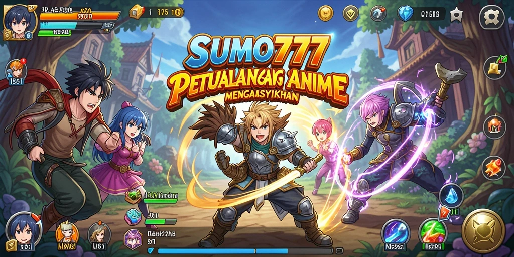 Tangkapan layar utama gameplay SUMO777 dengan aksi karakter Anime.