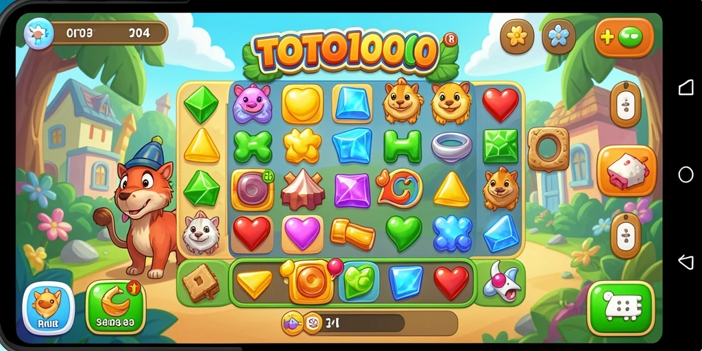 Tampilan gameplay seru TOTO1000 dalam genre Match-3.